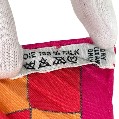 Hermes Scarf Pleats Fantaisies Indiennes Dazzling Indian Silk Pink Red Multi — view 5