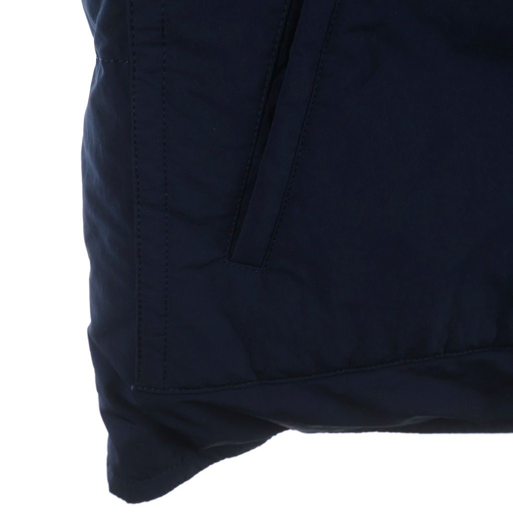 Hermes Series Button Hooded Down Jacket Long Coat Navy — view 6