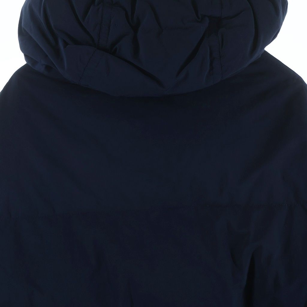 Hermes Series Button Hooded Down Jacket Long Coat Navy — view 4