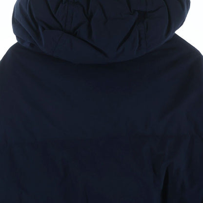 Hermes Series Button Hooded Down Jacket Long Coat Navy — view 4