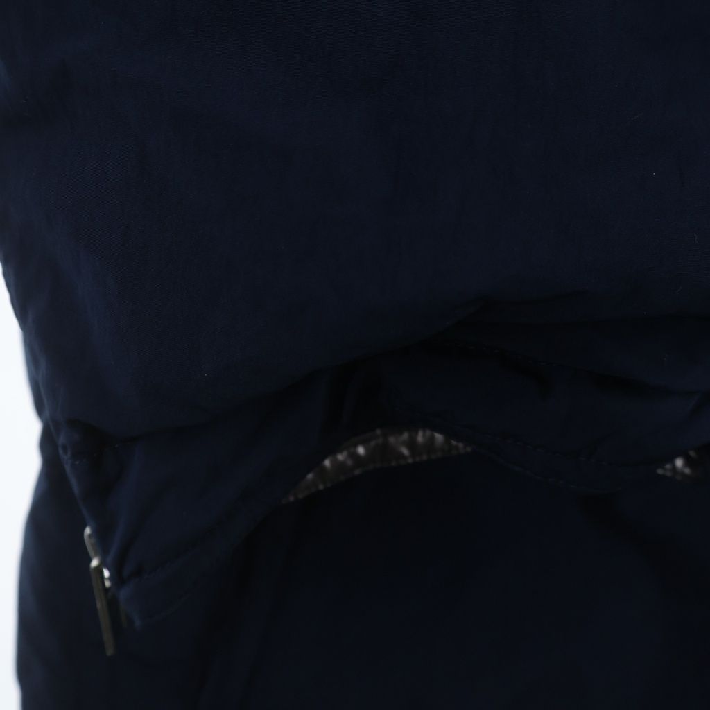 Hermes Series Button Hooded Down Jacket Long Coat Navy — view 5