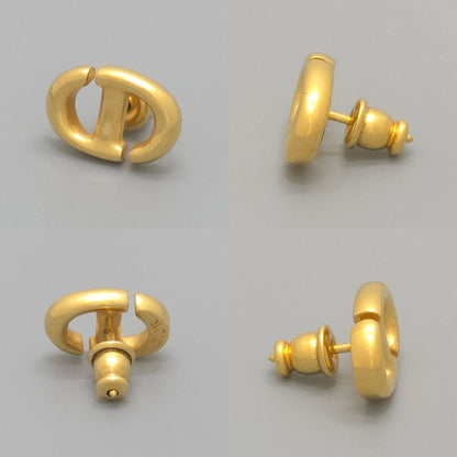 Dior CD Navy Stud Earrings Single CD Signature Gold — view 4