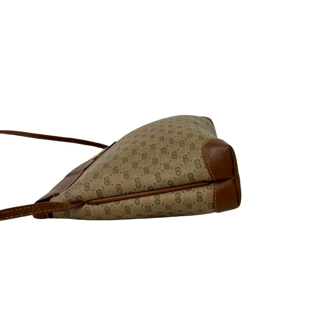 Gucci Vintage Micro GG Logo Leather Mini Shoulder Bag Pochette Crossbody Brown — view 5