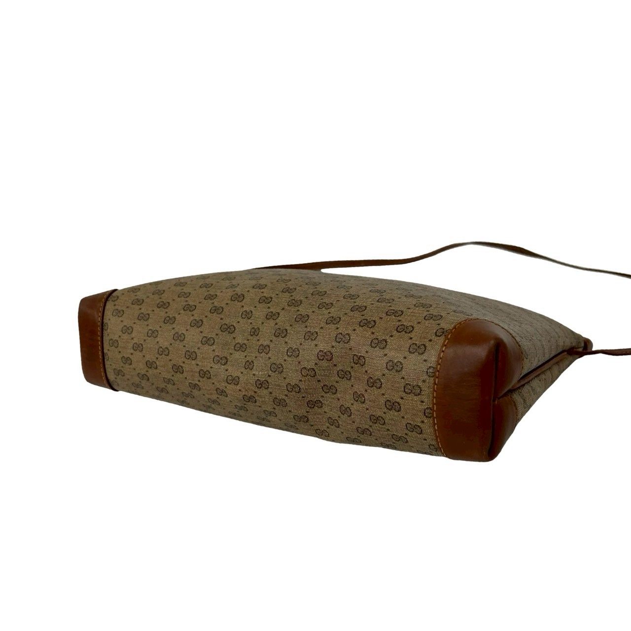 Gucci Vintage Micro GG Logo Leather Mini Shoulder Bag Pochette Crossbody Brown — view 8