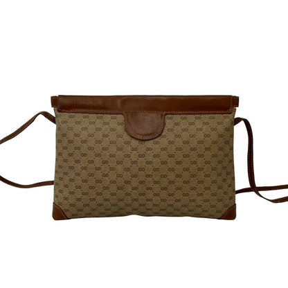 Gucci Vintage Micro GG Logo Leather Mini Shoulder Bag Pochette Crossbody Brown — view 3