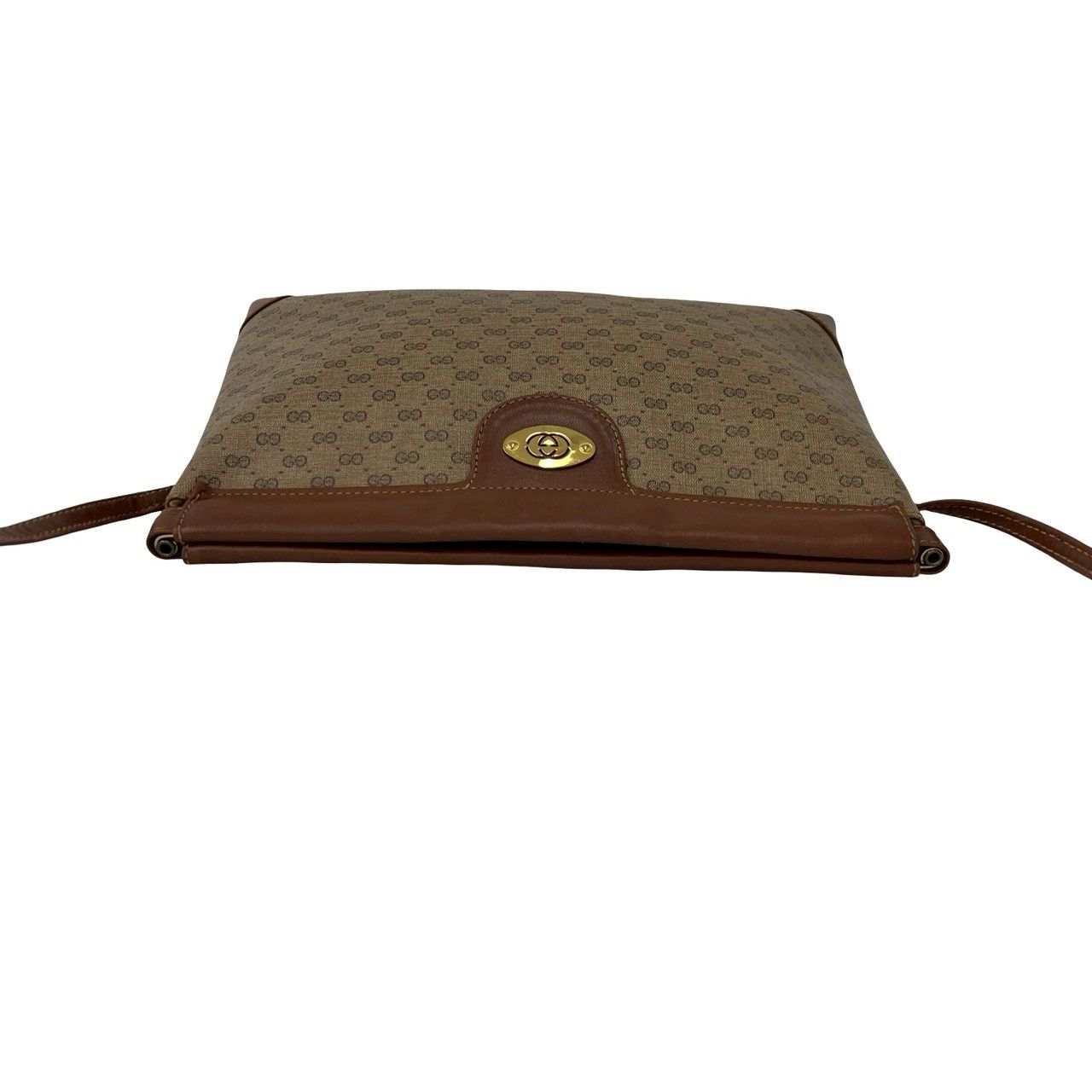 Gucci Vintage Micro GG Logo Leather Mini Shoulder Bag Pochette Crossbody Brown — view 4