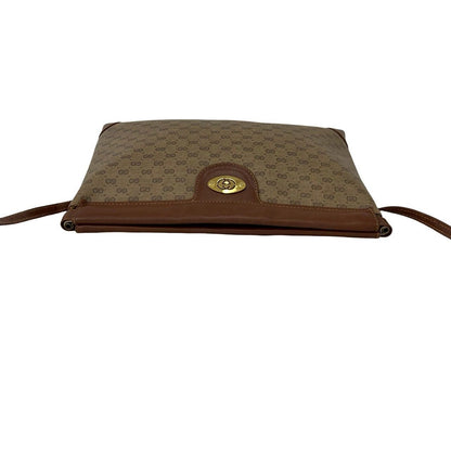 Gucci Vintage Micro GG Logo Leather Mini Shoulder Bag Pochette Crossbody Brown — view 4