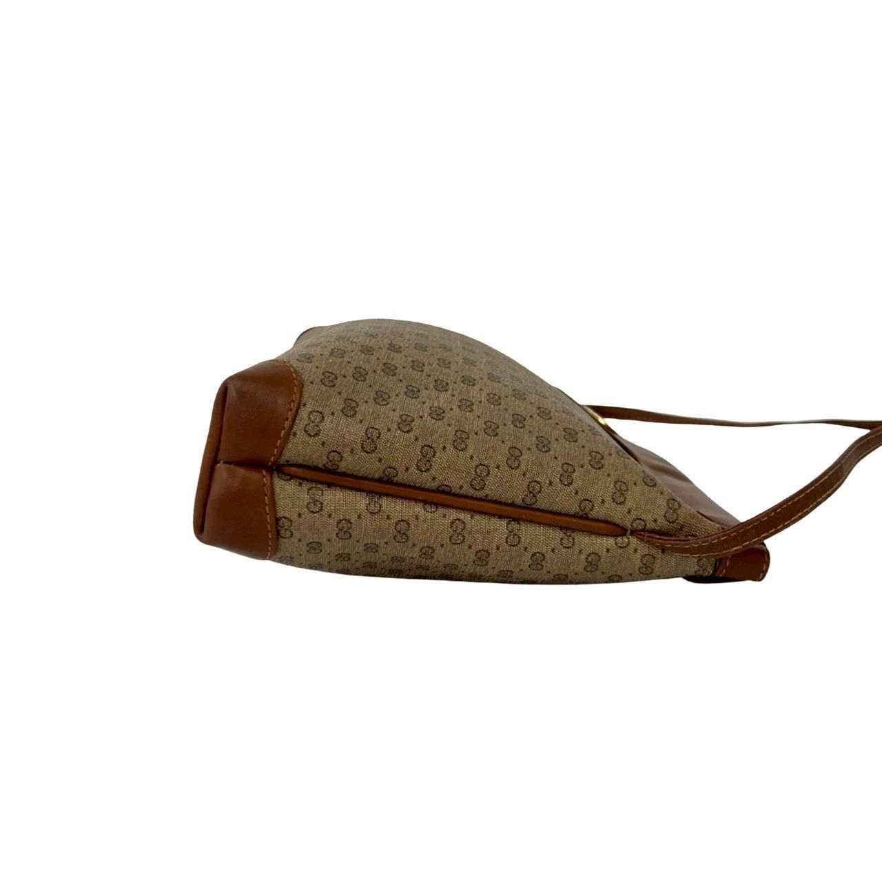 Gucci Vintage Micro GG Logo Leather Mini Shoulder Bag Pochette Crossbody Brown — view 6