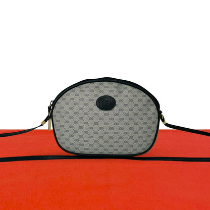 Gucci Vintage Micro GG Logo Leather Mini Shoulder Bag Pochette Navy