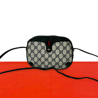 Gucci Vintage Sherry Line GG Logo Leather Shoulder Bag Pochette Navy