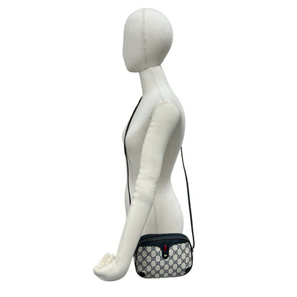 Gucci Vintage Sherry Line GG Logo Leather Shoulder Bag Pochette Navy — view 2