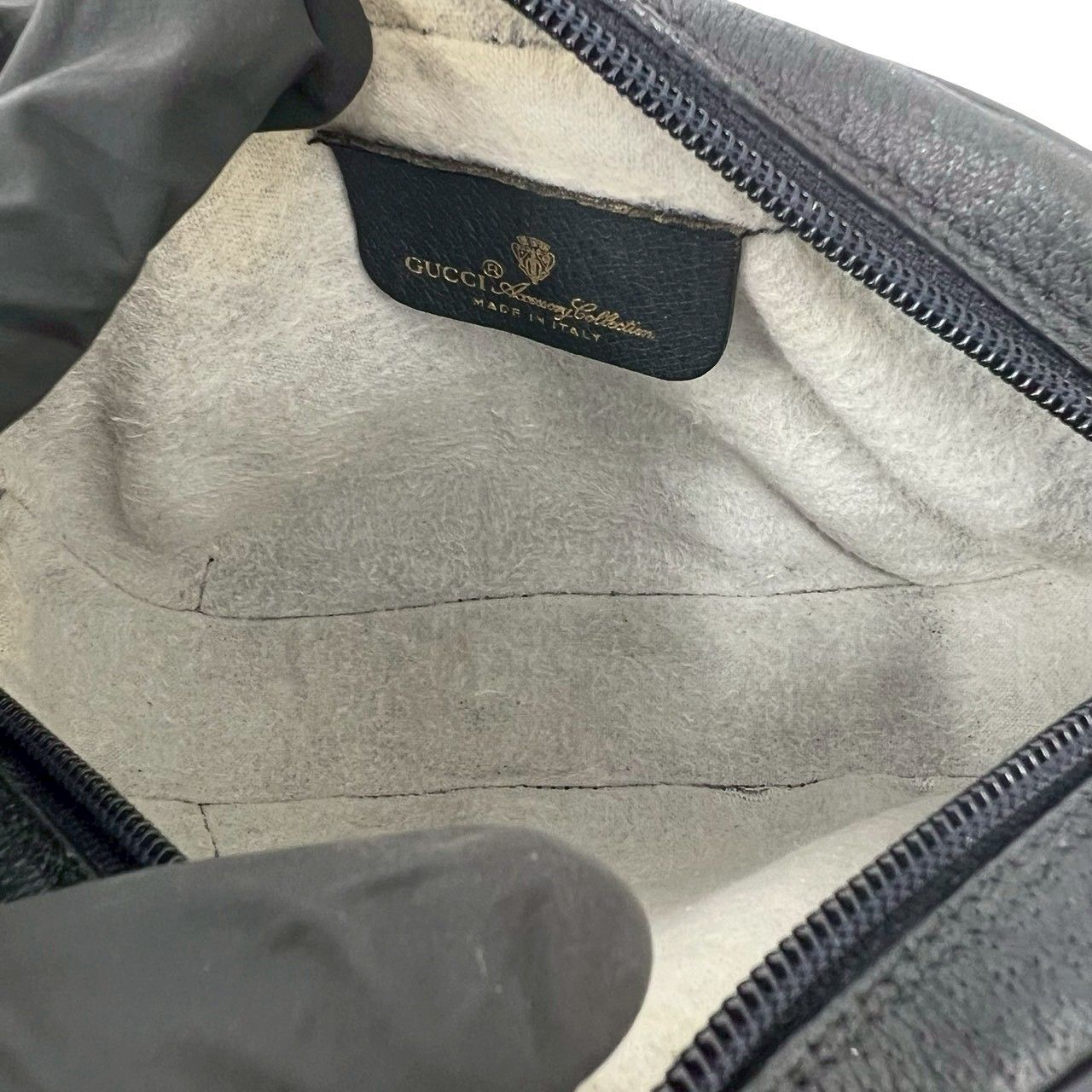 Gucci Vintage Sherry Line GG Logo Leather Shoulder Bag Pochette Navy — view 9