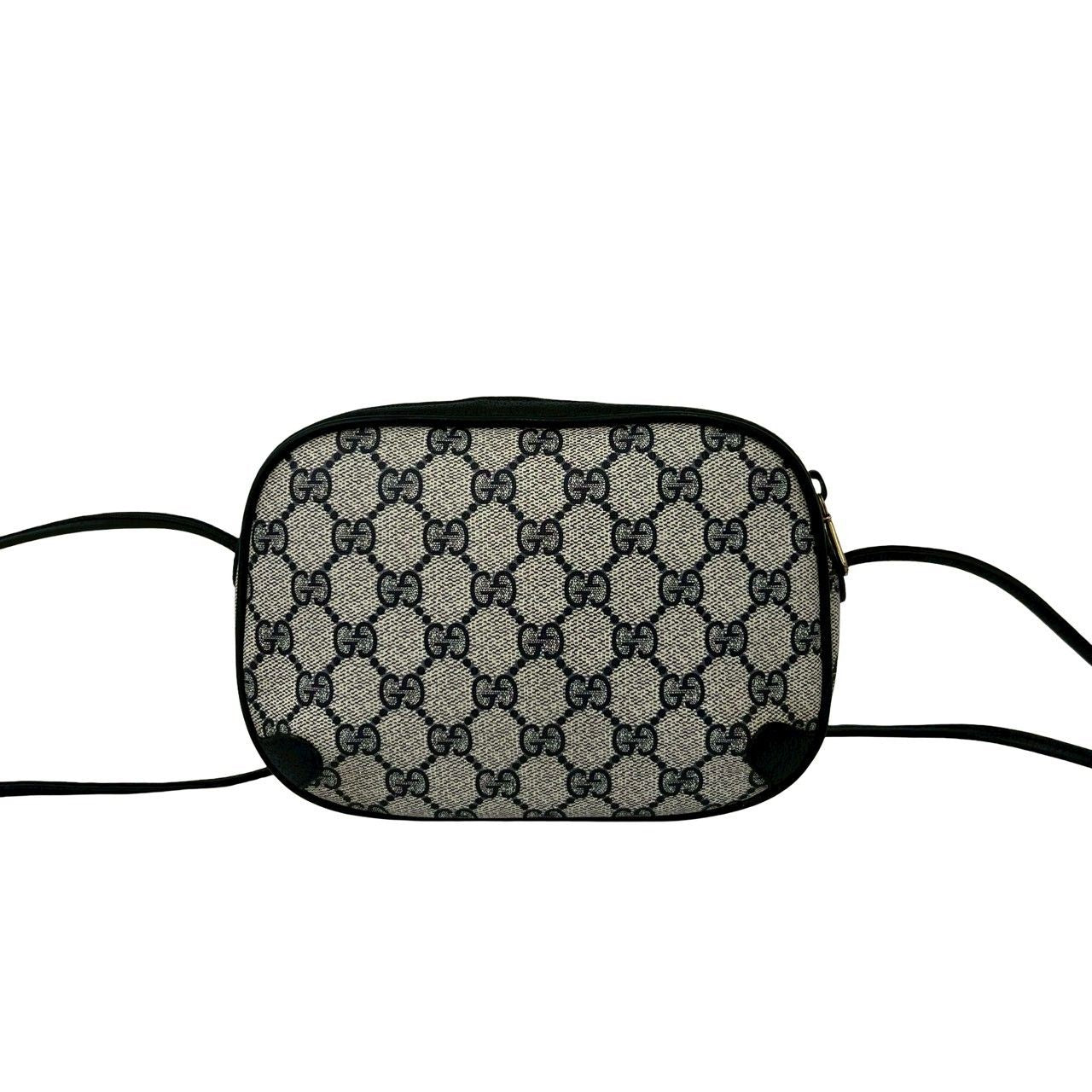 Gucci Vintage Sherry Line GG Logo Leather Shoulder Bag Pochette Navy — view 3
