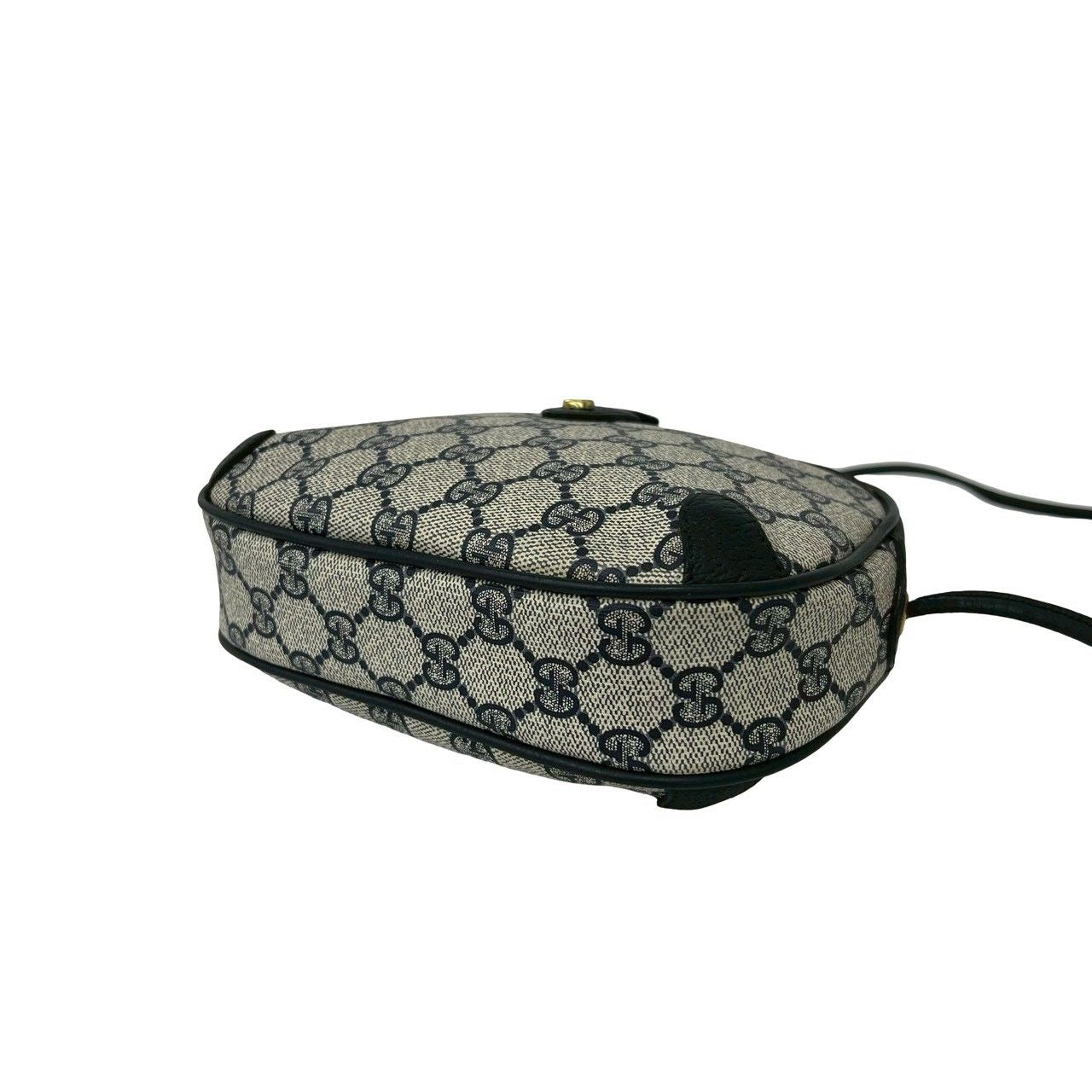 Gucci Vintage Sherry Line GG Logo Leather Shoulder Bag Pochette Navy — view 8
