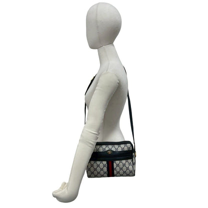 Gucci Vintage Sherry Line GG Logo Leather Shoulder Bag Pochette Navy — view 2