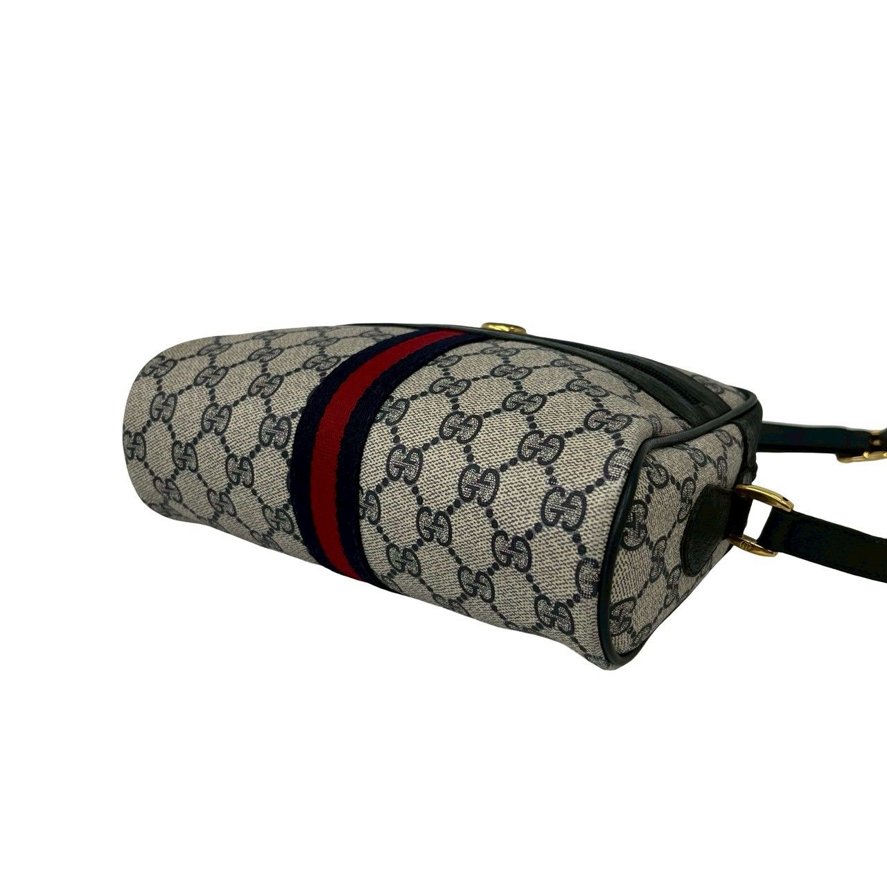 Gucci Vintage Sherry Line GG Logo Leather Shoulder Bag Pochette Navy — view 8
