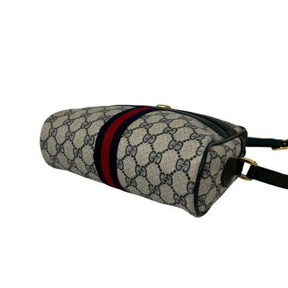 Gucci Vintage Sherry Line GG Logo Leather Shoulder Bag Pochette Navy — view 8