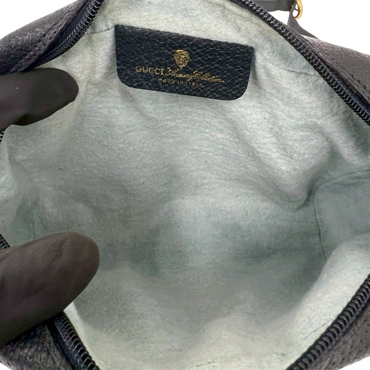 Gucci Vintage Sherry Line GG Logo Leather Shoulder Bag Pochette Navy — view 9