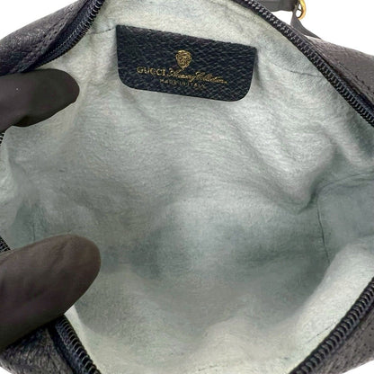Gucci Vintage Sherry Line GG Logo Leather Shoulder Bag Pochette Navy — view 9