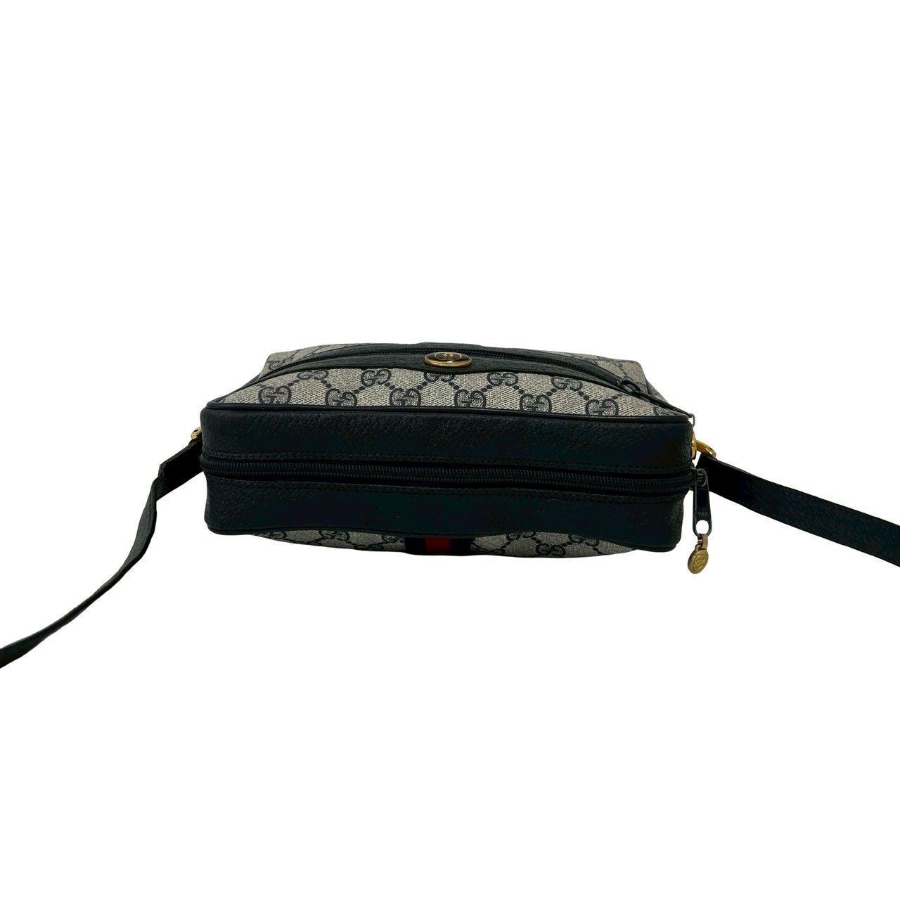 Gucci Vintage Sherry Line GG Logo Leather Shoulder Bag Pochette Navy — view 4