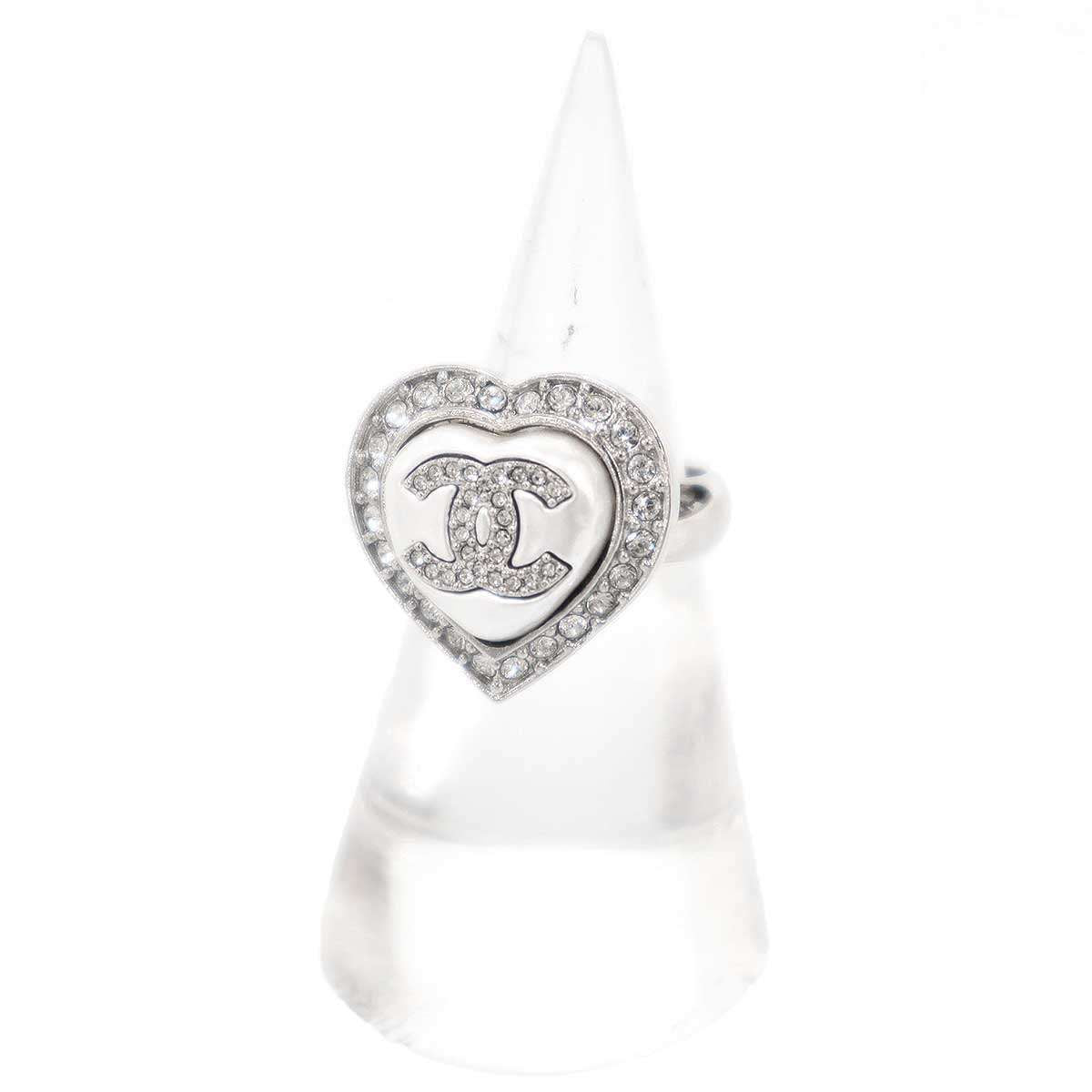 Chanel Faux Pearl CC Logo Ring Silver