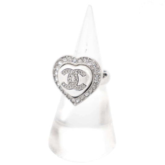 Chanel Faux Pearl CC Logo Ring Silver