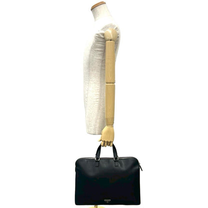 Prada Triangle Logo Saffiano Leather Business Briefcase Handbag Black — view 2