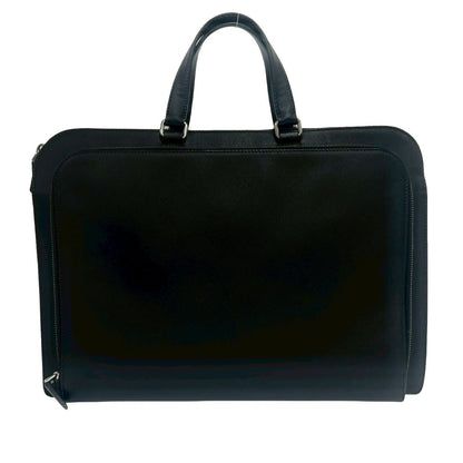Prada Triangle Logo Saffiano Leather Business Briefcase Handbag Black — view 3