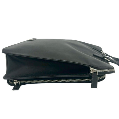 Prada Triangle Logo Saffiano Leather Business Briefcase Handbag Black — view 6