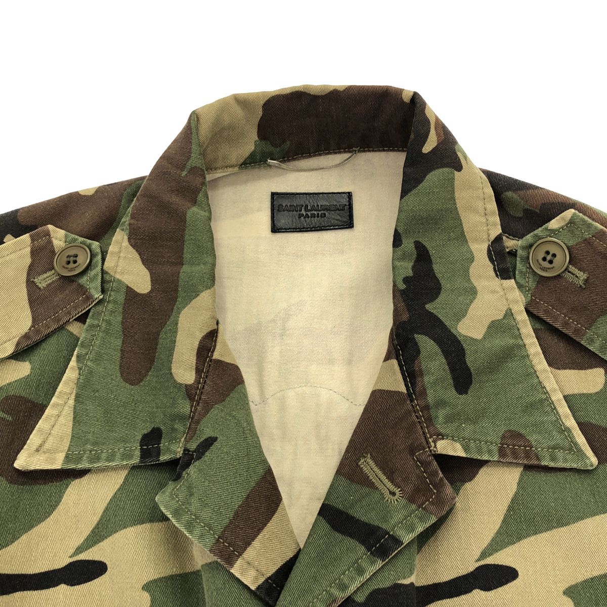 Saint Laurent Paris Love Patch Military Jacket Khaki — view 4