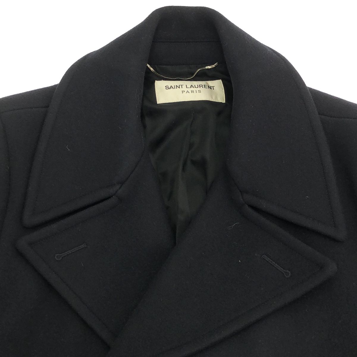 Saint Laurent Paris Classic Cabin Peacoat Black Coat — view 4