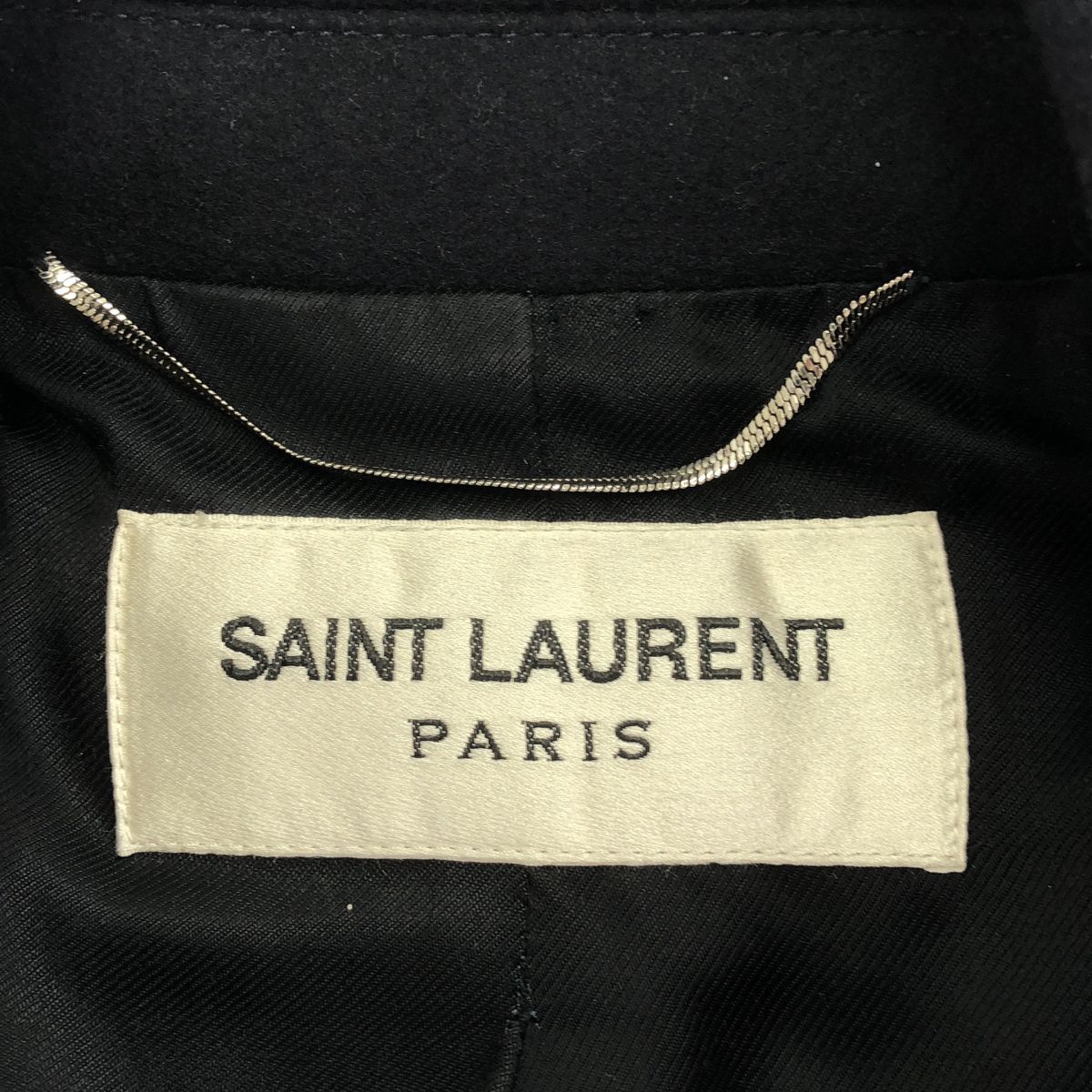 Saint Laurent Paris Classic Cabin Peacoat Black Coat — view 3