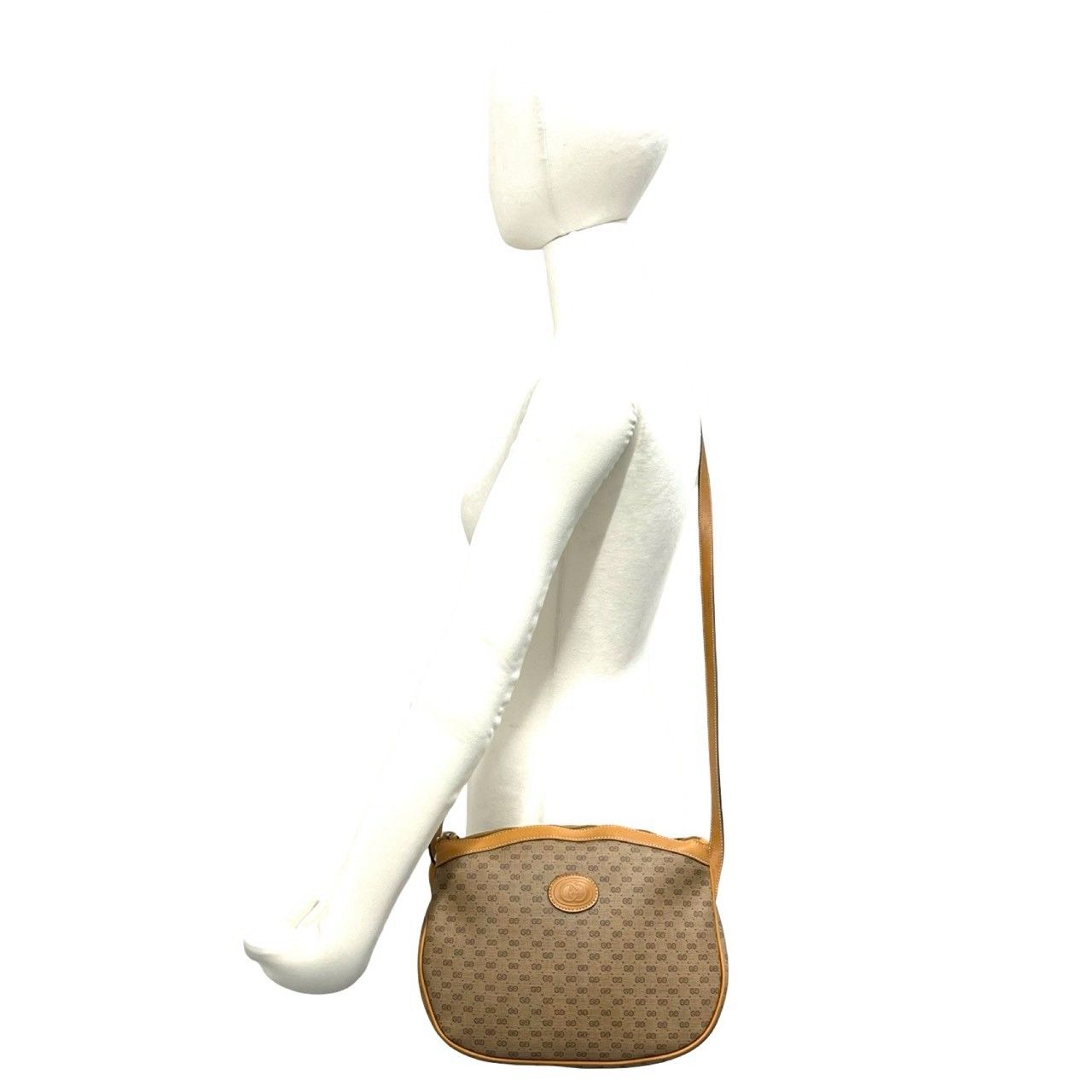Gucci Vintage Micro GG Logo Leather Shoulder Bag Pochette Brown — view 2