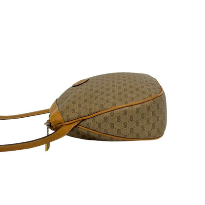 Gucci Vintage Micro GG Logo Leather Shoulder Bag Pochette Brown — view 5