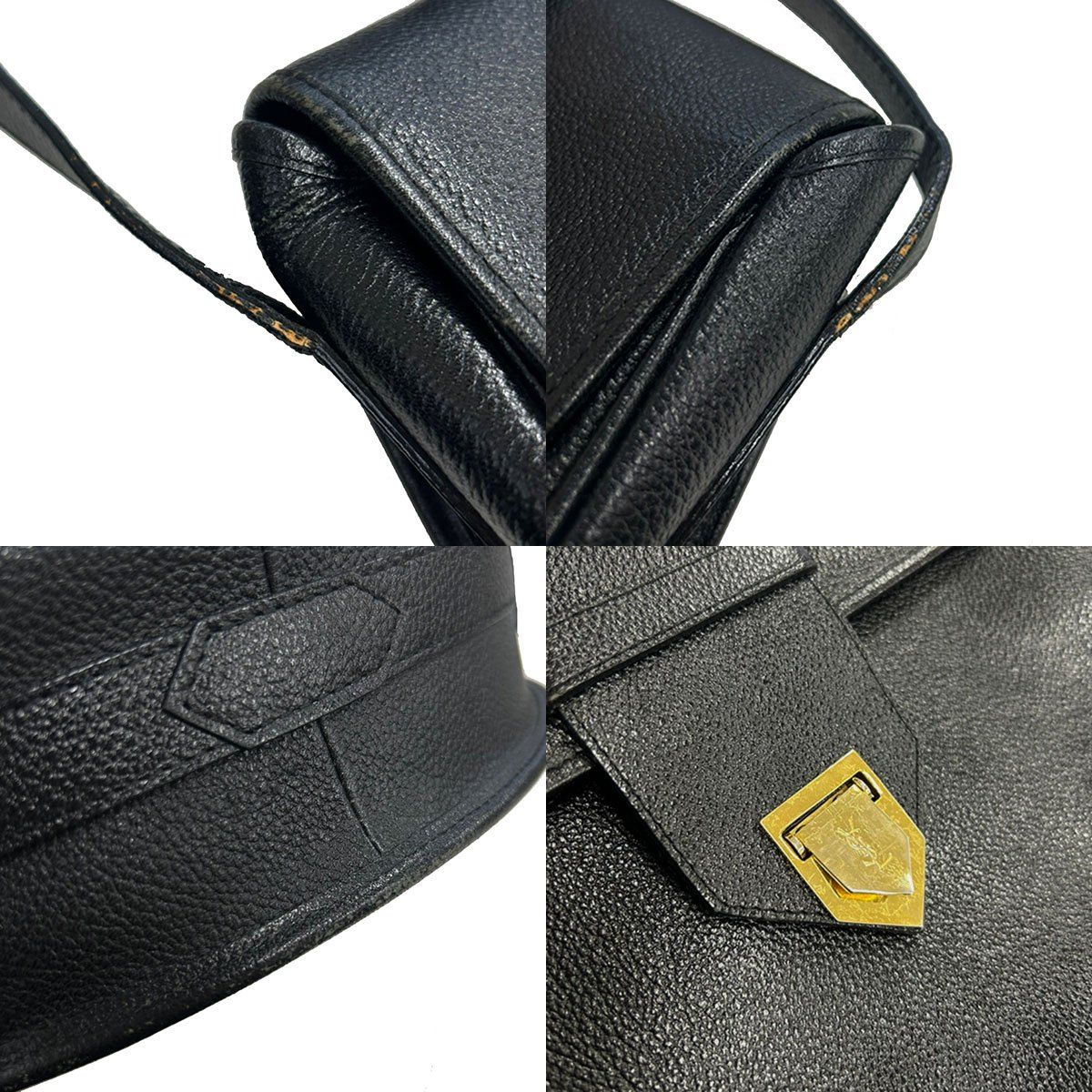 Saint Laurent Vintage Leather Shoulder Bag Black — view 8