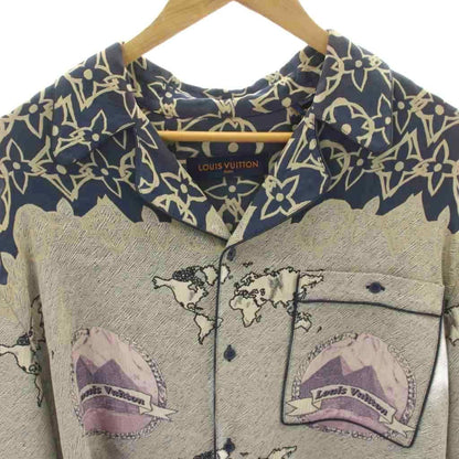 Louis Vuitton Pajama Shirt Long Sleeve Monogram All Over Pattern Gray Navy Ft4 — view 3