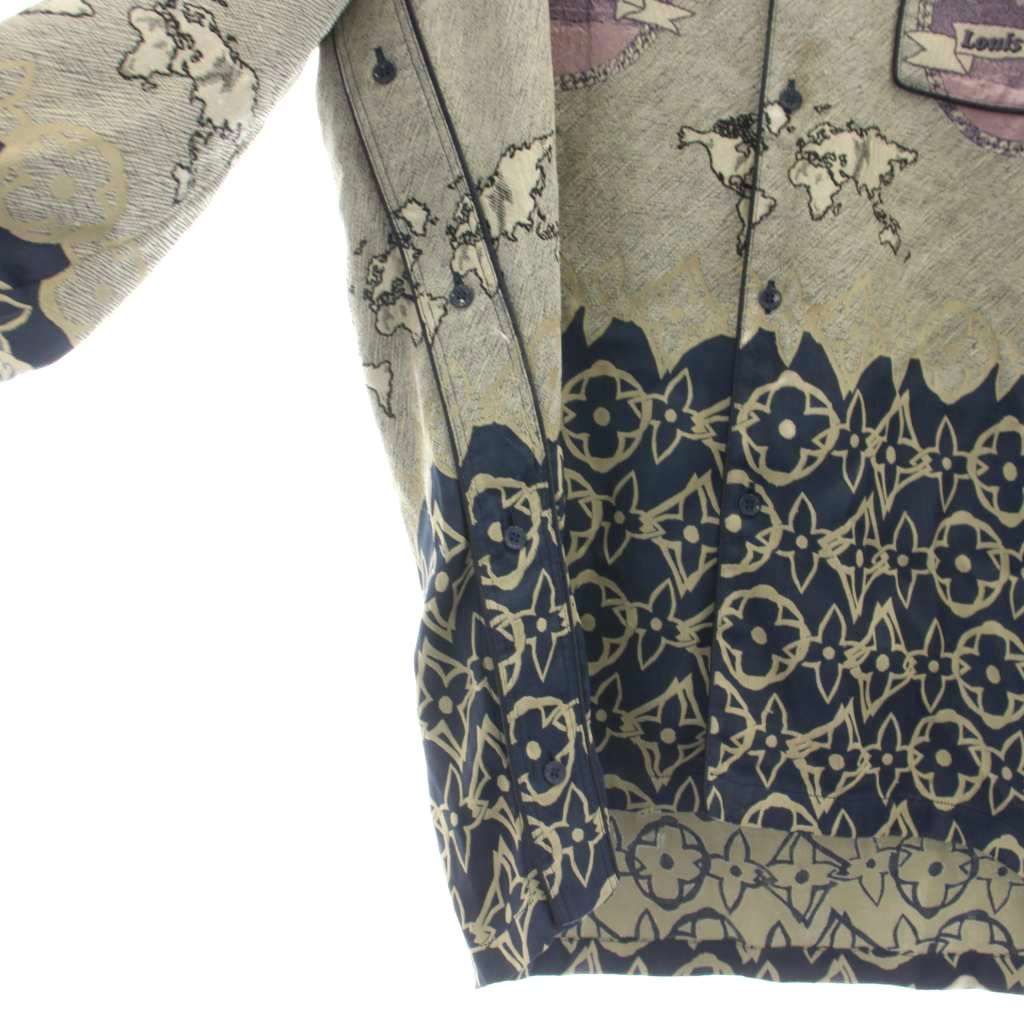 Louis Vuitton Pajama Shirt Long Sleeve Monogram All Over Pattern Gray Navy Ft4 — view 4