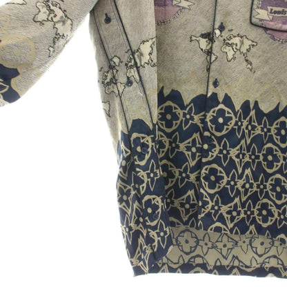 Louis Vuitton Pajama Shirt Long Sleeve Monogram All Over Pattern Gray Navy Ft4 — view 4