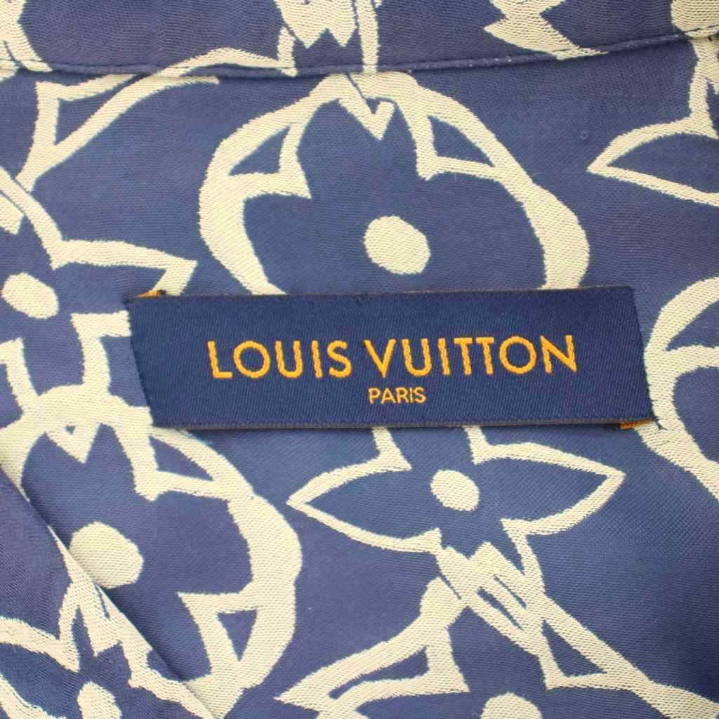 Louis Vuitton Pajama Shirt Long Sleeve Monogram All Over Pattern Gray Navy Ft4 — view 6