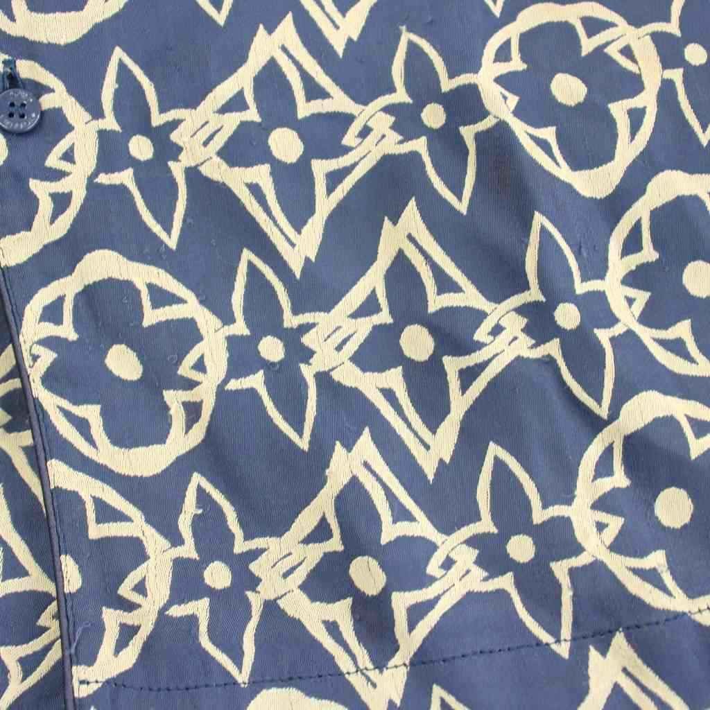 Louis Vuitton Pajama Shirt Long Sleeve Monogram All Over Pattern Gray Navy Ft4 — view 9