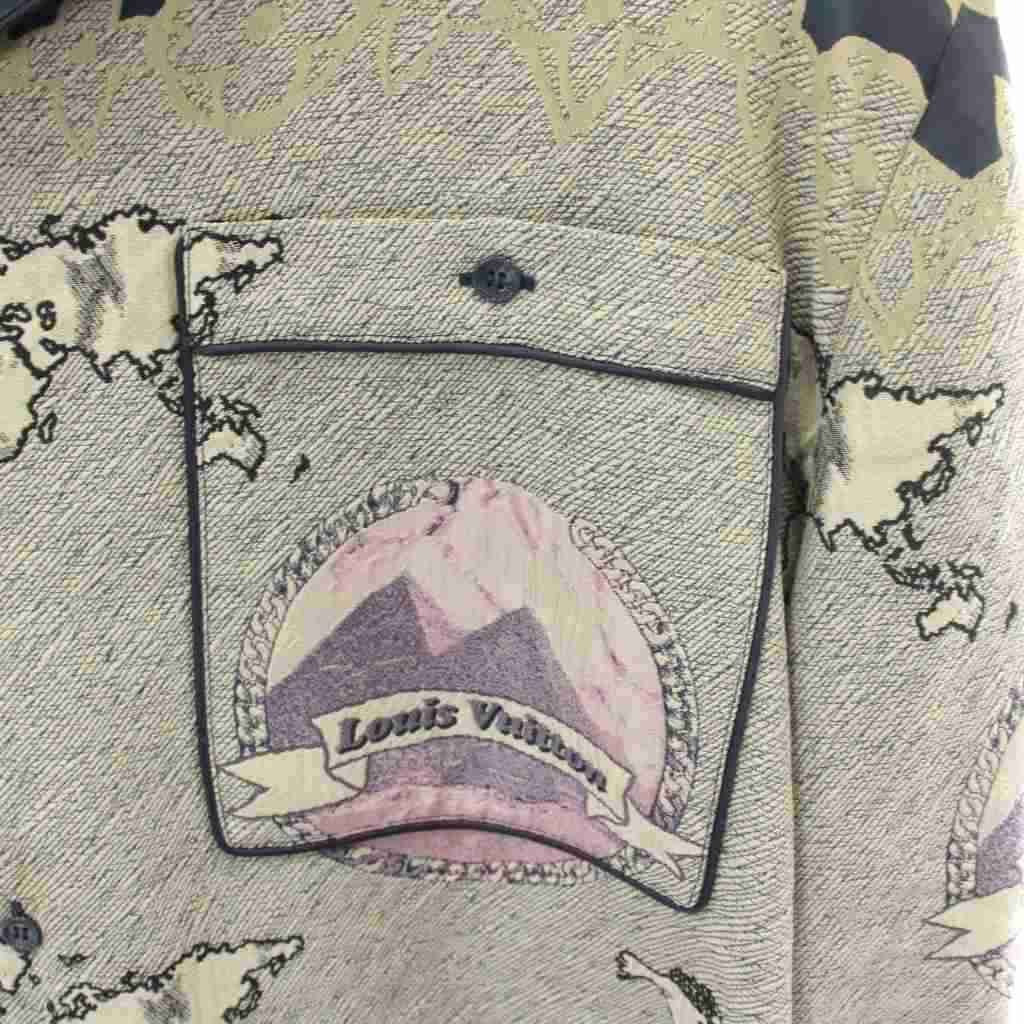 Louis Vuitton Pajama Shirt Long Sleeve Monogram All Over Pattern Gray Navy Ft4 — view 5