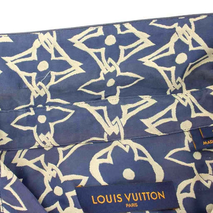 Louis Vuitton Pajama Shirt Long Sleeve Monogram All Over Pattern Gray Navy Ft4 — view 7