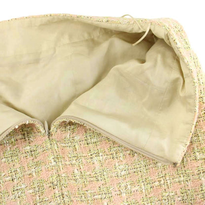 Chanel Tight Skirt Tweed Knee Length Linen Blend 36 Pink Green Multi Color MW — view 5