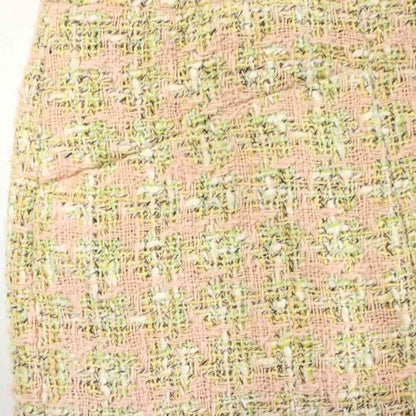 Chanel Tight Skirt Tweed Knee Length Linen Blend 36 Pink Green Multi Color MW — view 4