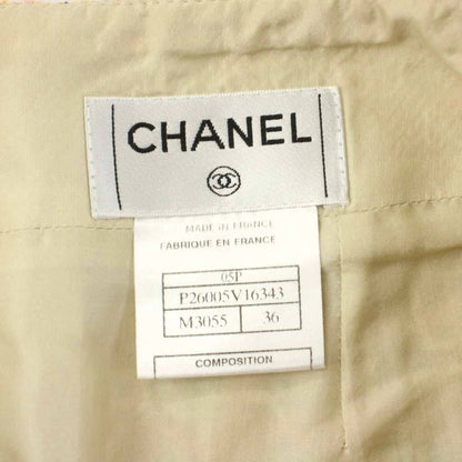 Chanel Tight Skirt Tweed Knee Length Linen Blend 36 Pink Green Multi Color MW — view 3