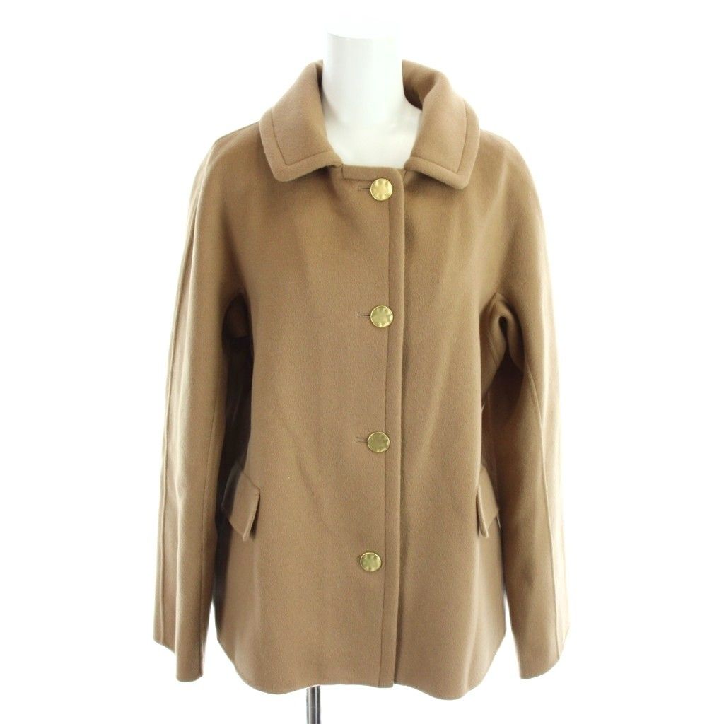 Max Mara S 'S Cucito a Mano Coat Double Face Short Length Gold Button 44 Beige