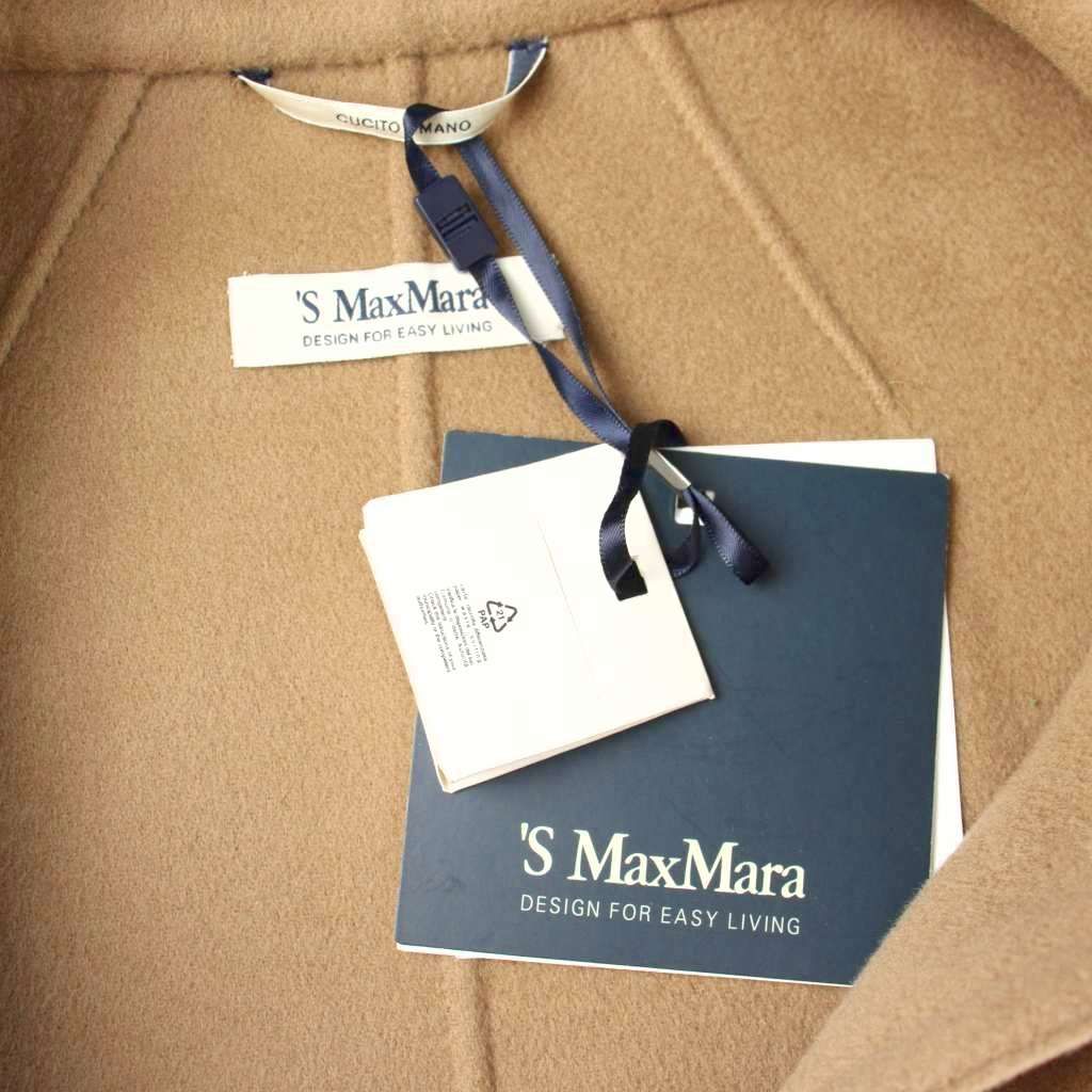 Max Mara S 'S Cucito a Mano Coat Double Face Short Length Gold Button 44 Beige — view 5