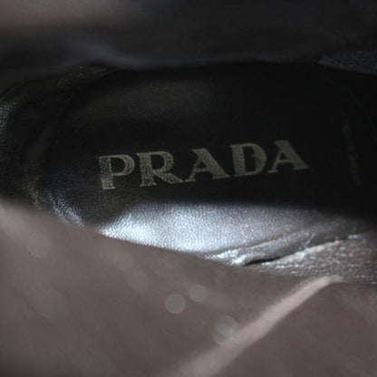 Prada Short Boots Logo Pointed Toe Leather 36.5 Brown — view 6