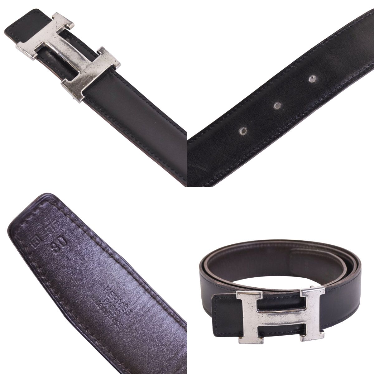 Hermes Belt Leather Constance Logo Silver — view 6