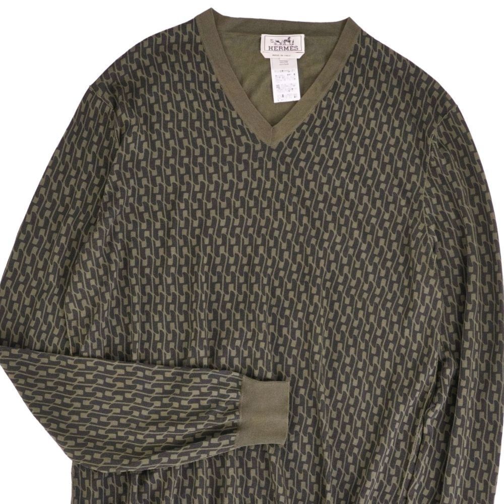 Hermes Knit Sweater Long Sleeve Allover Pattern Silk — view 2